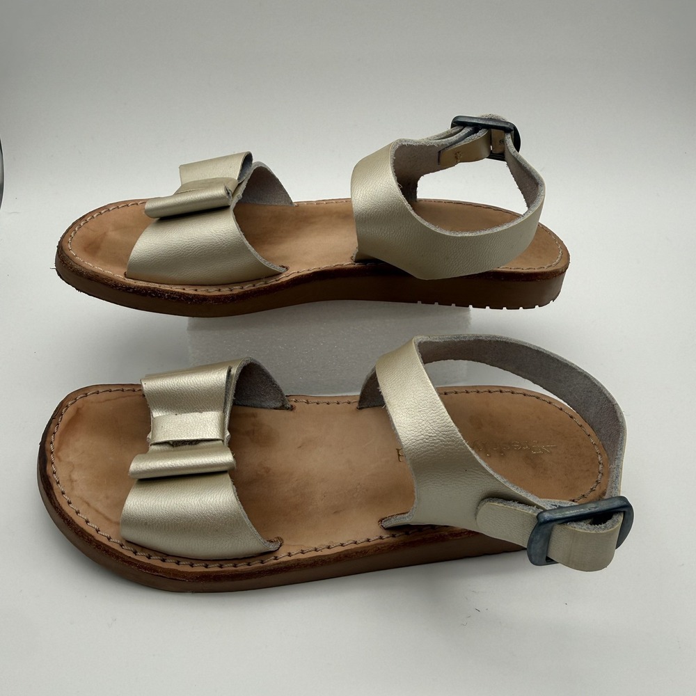 Freshly Picked Girls Gold Bow Leather Strappy Buckle Sandals Size 10